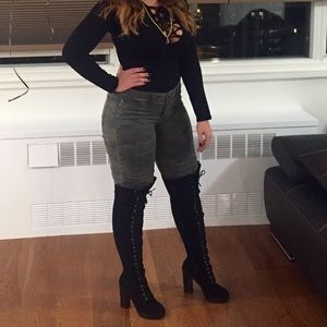 New Aldo suede lace up thigh high boots